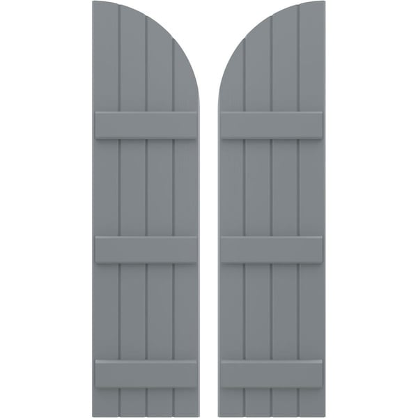 Ekena Millwork Americraft 4-Board (3 Batten) Wood Joined Board-n-Batten Shutters w/ Arch Top, ARW401BQ414X77CHH, PR ARW401BQ414X77CHH - main